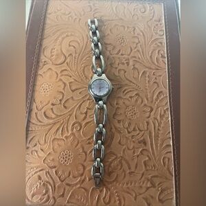 Fossil F2 Watch Women ES-9014 22mm Gunmetal Purple Dial Untested 6.25"